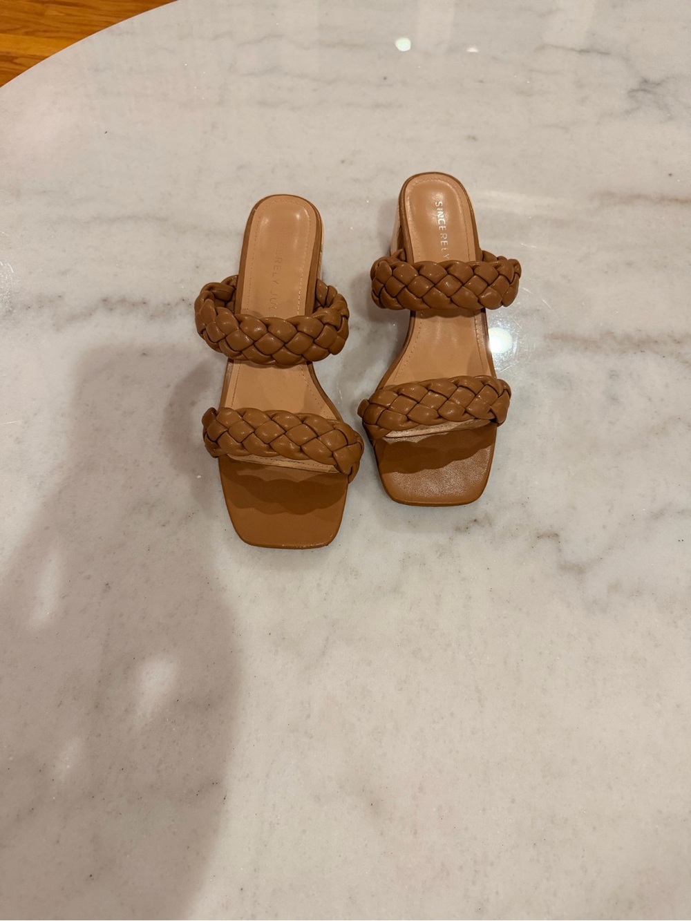 Braided Double-Strap Slide Sandals - Cognac Brown